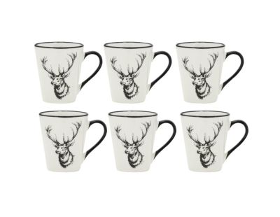 Vaisselle Cerf en porcelaine blanche et noire (lot de 6) (Tasse)