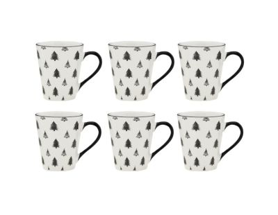 Vaisselle sapin en porcelaine noires et blanches (lot de 6) (Tasse)