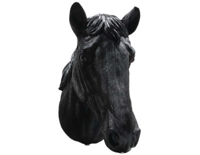 Tête de cheval noir en résine (24 x 34 x 48 cm)