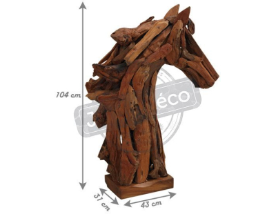 Tête de cheval en teck recyclé