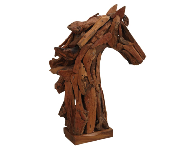 Tête de cheval en teck recyclé