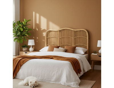 Tête de lit en rotin naturel (Sommier 90 cm)