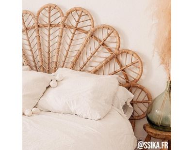Tête de lit en rotin naturel Sola (Sommier 90 cm)