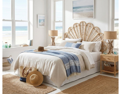 Tête de lit en rotin naturel Sola (Sommier 160 cm)