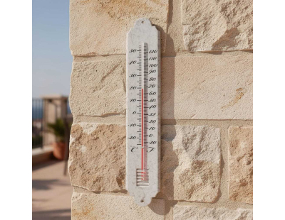 Thermomètre de jardin en zinc patiné 50cm