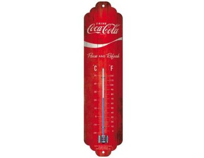 Thermomètre en métal Pub 28 x 6.5 cm (Coca Cola Logo rouge)