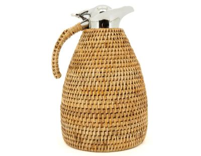 Thermos en inox et rotin