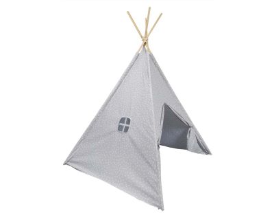 Tipi enfant en tissu 160 cm Little house (Taupe et blanc)