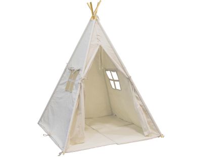 Tipi enfant toile et pin avec coussins de sol Alba