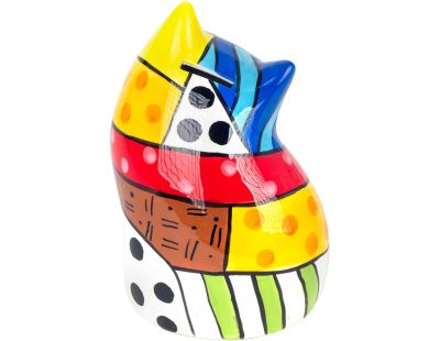 Tirelire en dolomite peinture multicolore (Chat)