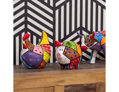 Tirelire en dolomite peinture multicolore (Cochon)