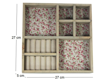 Tiroir à bijoux en bois motifs fleurs