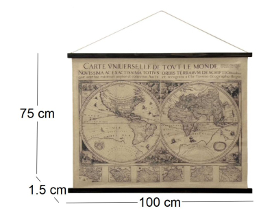 Toile décorative Mappemonde 100 x 75 cm