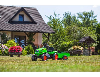 Tracteur pour enfant à pédales avec capot ouvrant et remorque X Tractor