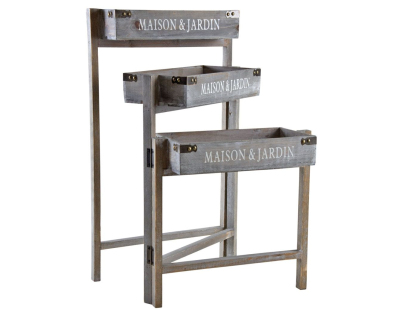 Jardinière triptyque bois teinté