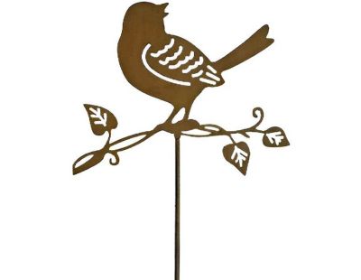 Tuteur déco oiseau sur branche en fer 36 x 102 cm