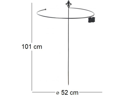 Tuteur à plantes rond en acier fleurs de lys (52 cm)
