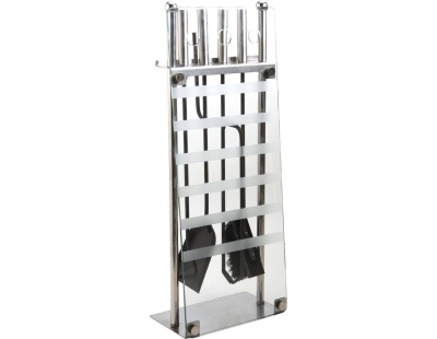 Valet de cheminée moderne métal et verre