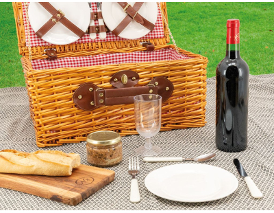 Valise pique-nique en osier teinté miel Campani