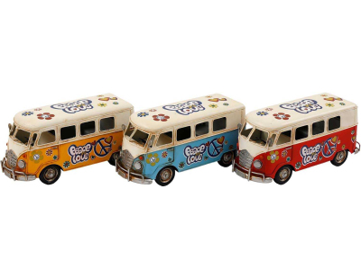 Van décoratif en métal Retro campervan 27 x 13 cm (Lot de 3)