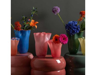 Vase en verre Ruffles Medium (Rose)