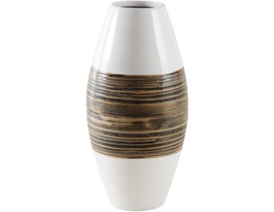 Vase en bambou naturel et laqué blanc (M1)