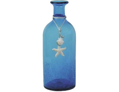 Vase bouteille en verre teinté bleu