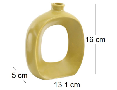 Vase en grès Oval 16 cm (Jaune)