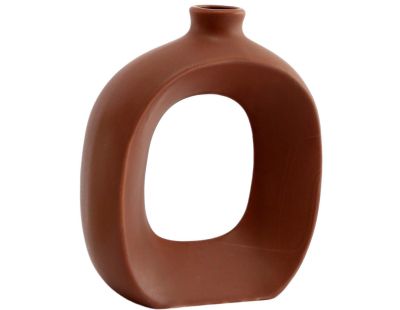 Vase en grès Oval 16 cm (Marron)