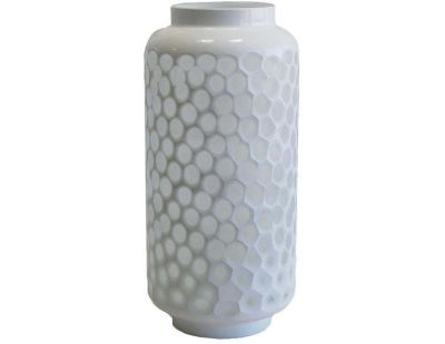 Vase blanc nid d'abeille en verre teinté