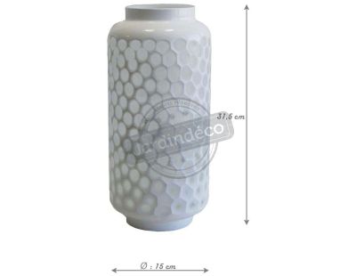 Vase blanc nid d'abeille en verre teinté