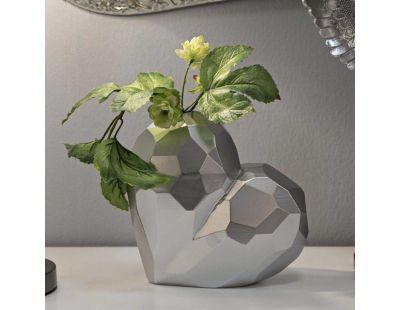 Vase en polyrésine argenté Heart 19 x 9 x 18 cm