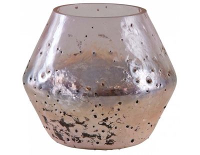 Vase en verre rose et doré 19 cm