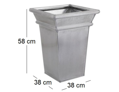 Vase en zinc brossé (38 x 38 x 58 cm)