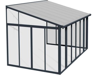 Véranda en aluminium gris et polycarbonate SanRemo (12.8m²)