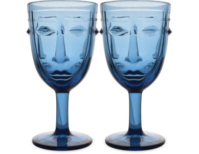 Verre à pied Visage bleu (Lot de 2)