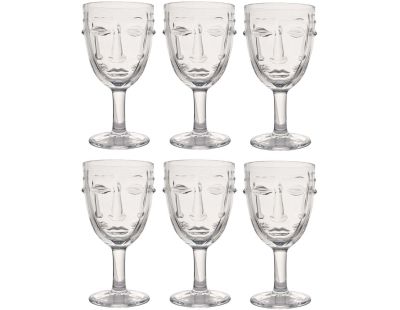 Verre à pied Visage transparent 8 x 16.5 cm (Lot de 6)