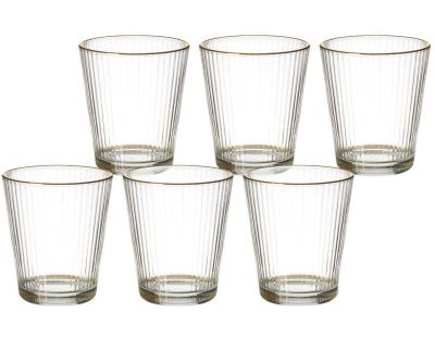 Verres striés liseré doré (Lot de 6) (30 cl)