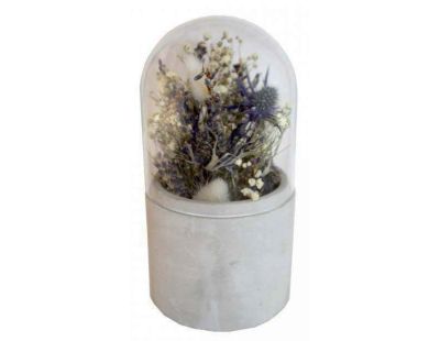 Verrine cloche fleurs séchées (Bleu)