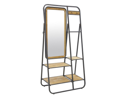 Vestiaire en pin et métal avec miroir