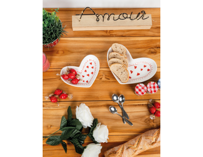 Vide-poche en céramique Coeur peint à la main (Lot de 2)