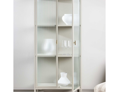 Vitrine en acier 70 x 40 x 160 cm Garis (Beige)