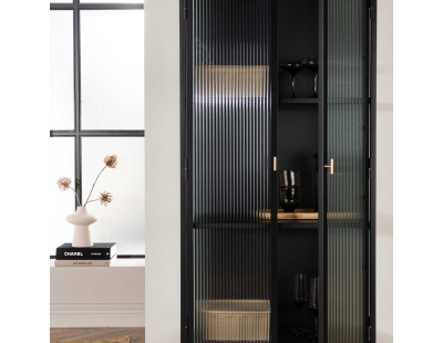 Vitrine en acier 70 x 40 x 160 cm Garis (Noir)