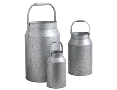 Bidon à lait en zinc lourd (Lot de 3)
