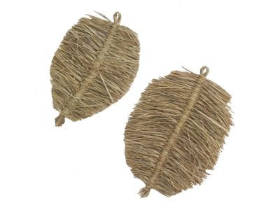 Décorations murales en jute naturel Feuille (lot de 2)