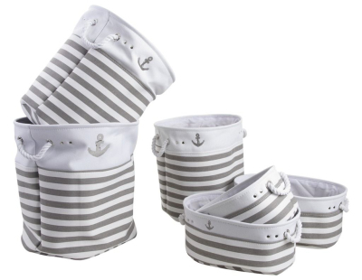 3 paniers à linge + 3 corbeilles en coton (Lot de 6)