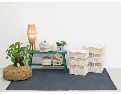 2 paniers à linge + 4 corbeilles en osier (Lot de 6)