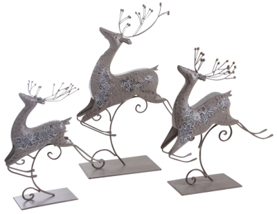 Renne en métal laqué bronze (Lot de 3)