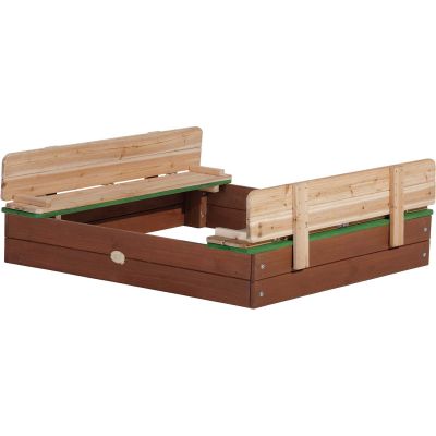 Bac à Sable En Bois Pin 120x120 Cm Avec Couvercle Et Bancs – Non Imprégné, à Monter Soi-même