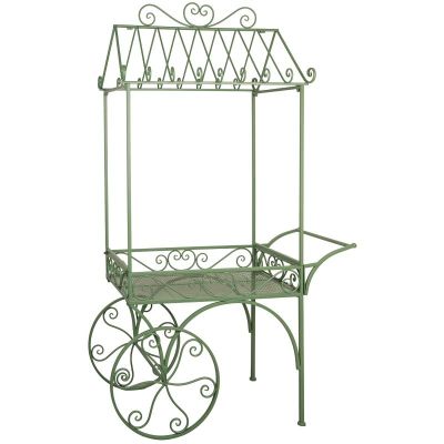 Chariot de bar rond en métal et verre